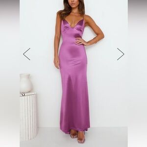 Purple satin Hello Molly maxi dress